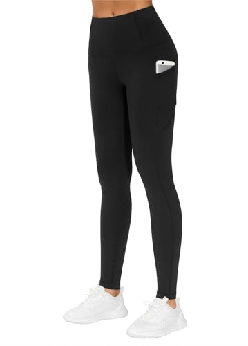 Thick High Waist Yoga Pants with Pockets, Tummy Control Workout Running Yoga Leggings for Women