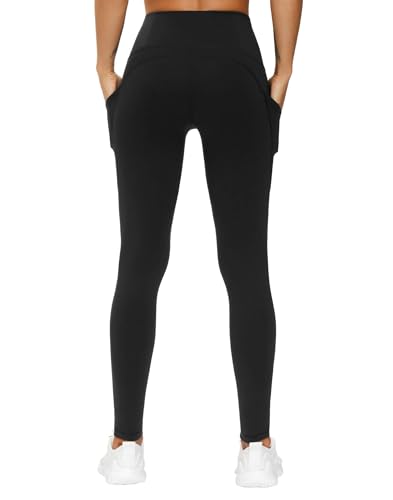 Thick High Waist Yoga Pants with Pockets, Tummy Control Workout Running Yoga Leggings for Women