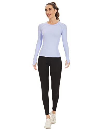 Long Sleeve Workout Tops for Women, Seamless Yoga Running Tops Breathable Athletic Shirts 3 Pack