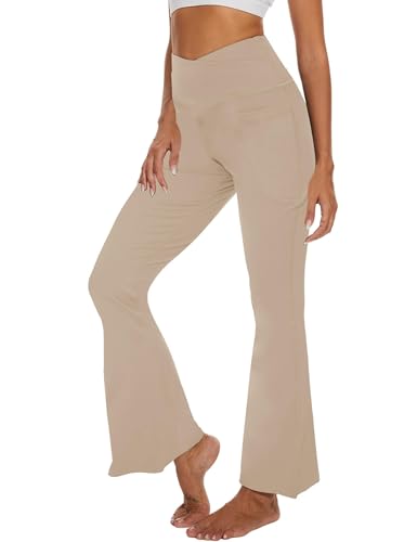 Black Flare Yoga Pants for Women, Crossover Soft Bootcut Leggings