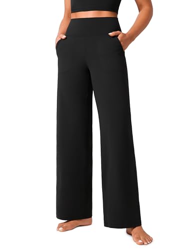Womens Butterlift High Waisted Wide Leg Pants with Pockets 29"/31"/33" - Yoga Lounge Buttery Soft Comfy Casual
