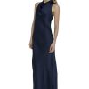 High Neck Floor Length Fit and Flare Halter Formal Dresses for Women