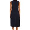Women's Sleeveless Stretch Light Bubble Crepe Pleated Skirt Midi Dress