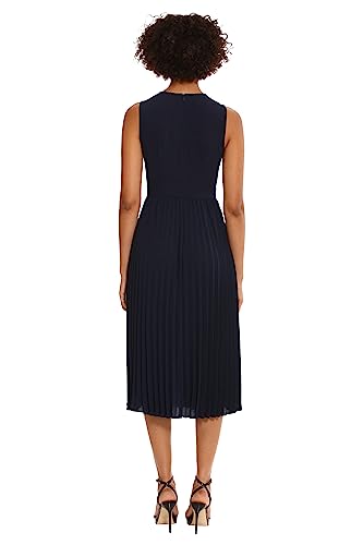 Women's Sleeveless Stretch Light Bubble Crepe Pleated Skirt Midi Dress