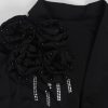 Women's 2 Piece Blazer Dress Set Formal Rhinestone 3D Flower Bodycon Midi Dress with Overcoat Business Suit Set