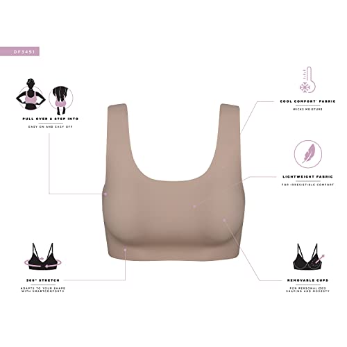 Women's Comfort Revolution Easylite Wireless T-Shirt Bra, Pullover Wirefree T-Shirt Bra