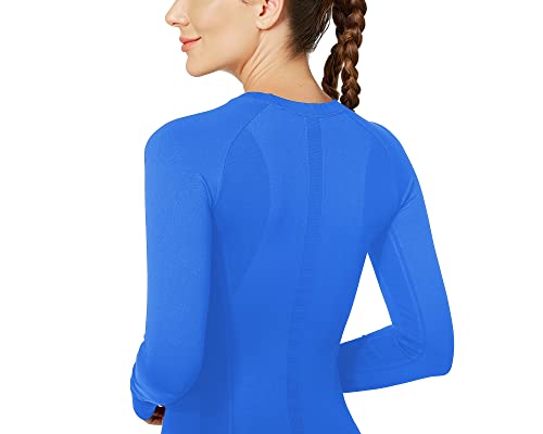 Long Sleeve Workout Tops for Women, Seamless Yoga Running Tops Breathable Athletic Shirts 3 Pack