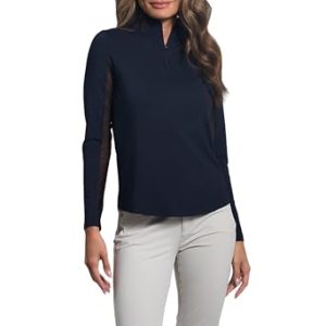 Athleisure Wear Sun Protective UPF 50+ Icefil Cooling-Solid Long Sleeve Mock Neck Top-80000