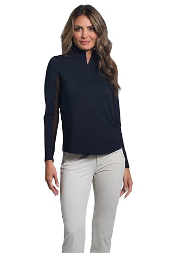 Athleisure Wear Sun Protective UPF 50+ Icefil Cooling-Solid Long Sleeve Mock Neck Top-80000