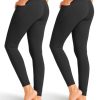 2 Pack Black Leggings with Pockets for Women, Tummy Control Workout High Waisted Yoga Pants