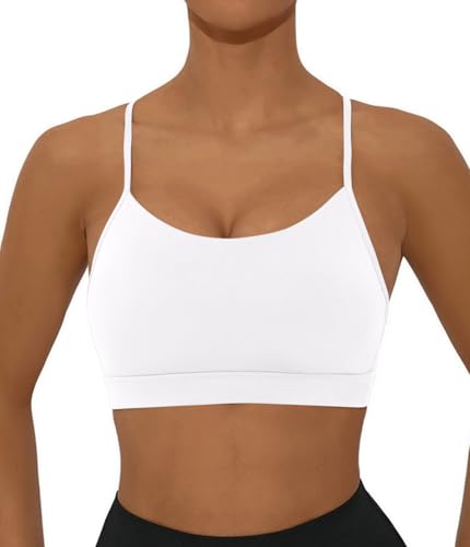 Y BackSports Bra for Women Low Impact Racerback Workout Bras Sexy Thin Straps Yoga Sport Bras with Removable Pads