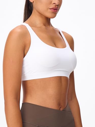 313hGA12wUL.jpg Women's Strappy Sports Bras Light Compression Crop Criss Cross Back Padded Workout Yoga Bra Supportive U Neckline