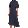 Women's Sophisticated Twist Neck Detail Dress Workwear Office Career Occasion Event Guest of