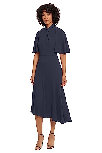 Women's Sophisticated Twist Neck Detail Dress Workwear Office Career Occasion Event Guest of