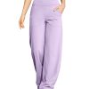 Wide Leg Pants for Women Loose Comfy Yoga Pants with Pockets Cross High Waist Casual Lounge Pants(Lavender,S,31")