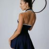 Womens Collar Backless Tennis Dress Sleeveless Outfit with Built in Shorts Golf Athletic Dress