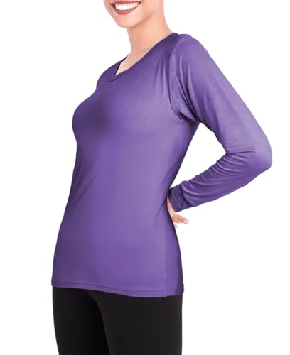 Womens Ultra Soft Midweight Baselayer Top | All Season Thermal Scoop Neck Long Sleeve Shirt | Multi Packs