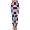 319PLPJai9L.jpg Brown and Blue Checkered Women's Yoga Pants Stretch Leggings with Pockets High Waist for Workout