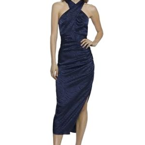 Halter High Neck Midi Empire Waist Cocktail Dresses for Women
