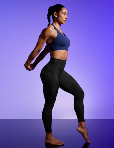 Compression Leggings with Pockets for Women Tummy Control Leggings No Front Seam Workout High Waist Yoga Pants