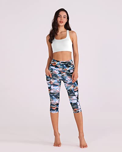 31BGHPmXJHL.jpg Women's High Waisted Yoga Capris with Pockets, Tummy Control Non See Through Workout Athletic Running Capri Leggings