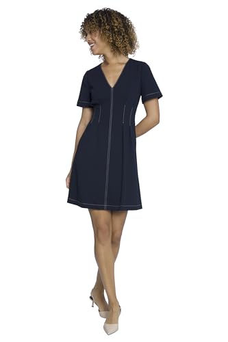 Women's Short Sleeve Fit and Flare Scuba Crepe Dress
