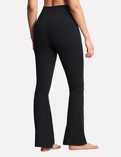 31GKjMQsL1L.jpg Women's Crossover High Waist Flare Workout Leggings Bootcut Bell Bottom Yoga Pants with Tummy Control