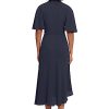 Women's Sophisticated Twist Neck Detail Dress Workwear Office Career Occasion Event Guest of