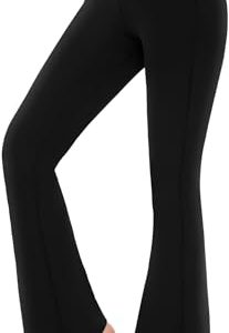Flare Leggings for Women - High Waist Crossover Yoga Pants Tummy Control Bootcut Bell Bottom Jazz Lounge Leggings