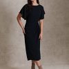 Women's Boat Neck Flutter Sleeve Dress Occasion Event Guest of