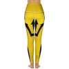 Wooden Barbados Flag Women's Yoga Pants Stretch Leggings with Pockets High Waist for Workout