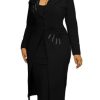 Women's 2 Piece Blazer Dress Set Formal Rhinestone 3D Flower Bodycon Midi Dress with Overcoat Business Suit Set