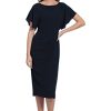 Women's Boat Neck Flutter Sleeve Dress Occasion Event Guest of