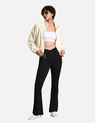 31Nt9tgcCtL.jpg Women's Crossover High Waist Flare Workout Leggings Bootcut Bell Bottom Yoga Pants with Tummy Control