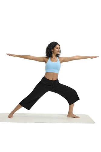 31Nx-vGMC8L.jpg Wide Leg Capri Pants for Women Loose Yoga Pants Drawstring Comfy Lounge Sweatpants with Pockets