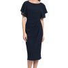 Women's Boat Neck Flutter Sleeve Dress Occasion Event Guest of