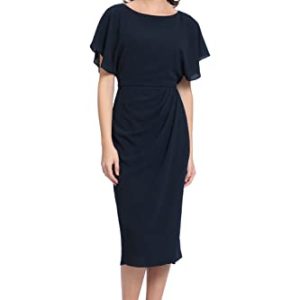 Women's Boat Neck Flutter Sleeve Dress Occasion Event Guest of