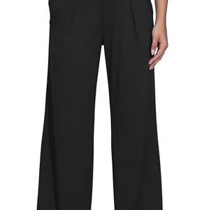 Wide Leg Dress Pants Women Work Workout Athletic Yoga Sweatpants with Pockets Stretch Loose Casual Lounge Trousers