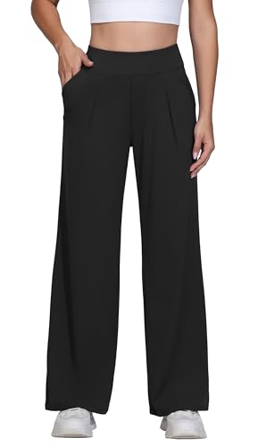 Wide Leg Dress Pants Women Work Workout Athletic Yoga Sweatpants with Pockets Stretch Loose Casual Lounge Trousers