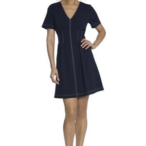 Women's Short Sleeve Fit and Flare Scuba Crepe Dress