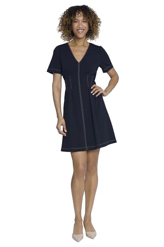 Women's Short Sleeve Fit and Flare Scuba Crepe Dress