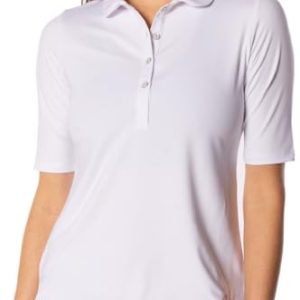Women's Elbow Sleeve Golf Polo - Stretch, UPF 30+, Moisture-Wicking - Sport Shirt for Golf, Tennis & Pickleball