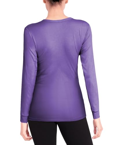 Womens Ultra Soft Midweight Baselayer Top | All Season Thermal Scoop Neck Long Sleeve Shirt | Multi Packs