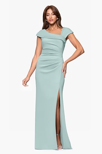 Women's Long Asymmetrical Neckline Scuba Dress