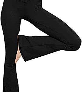 Women's Casual Bootleg Yoga Pants V Crossover High Waisted Flare Workout Pants Leggings