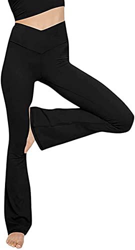 31Q665ft2L.jpg Women's Casual Bootleg Yoga Pants V Crossover High Waisted Flare Workout Pants Leggings