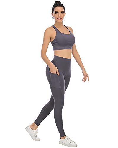 31QOGVMEUL.jpg 4 Pack Leggings with Pockets for Women,High Waist Tummy Control Workout Yoga Pants