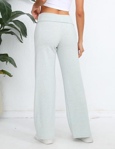 Women's Wide Leg Sweatpants Workout Lounge Pants Fold Over Low Rise Yoga Pants