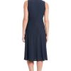 Women's Dresses Sleeveless Fit and Flare Dress with Pleat Tucks and Keyhole Detail at Neck