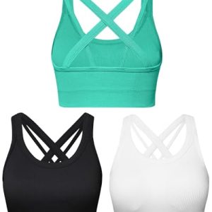 Sports Bras for Women HIigh Support, Criss-Cross Back Padded Strappy High Impact Sports Bras for Women Large Bust